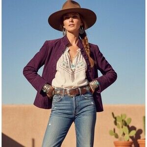 Ralph Lauren Black Label Purple Goat Suede Jacket 8 Tailored Luxury Western Boho